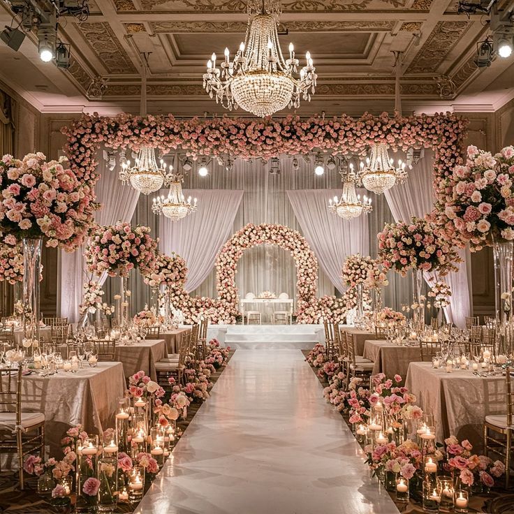 Glamorous wedding reception setup